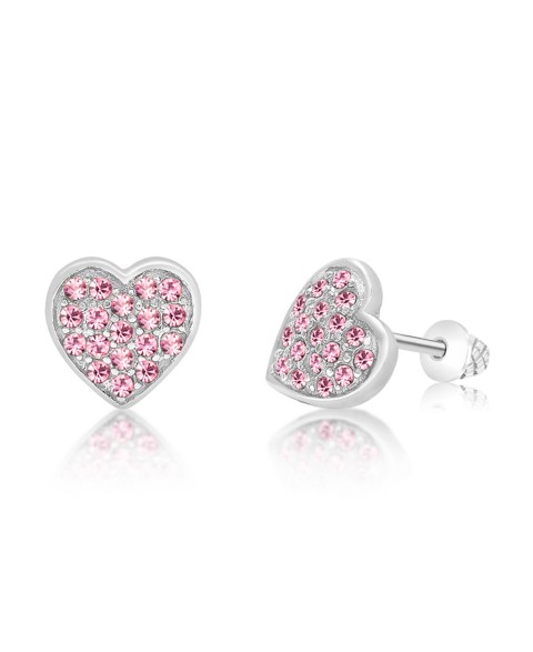 Детские Chanteur Girls /Girl/Heart Multi-color Crystal White Gold Palladium Plating Screwstud Earring