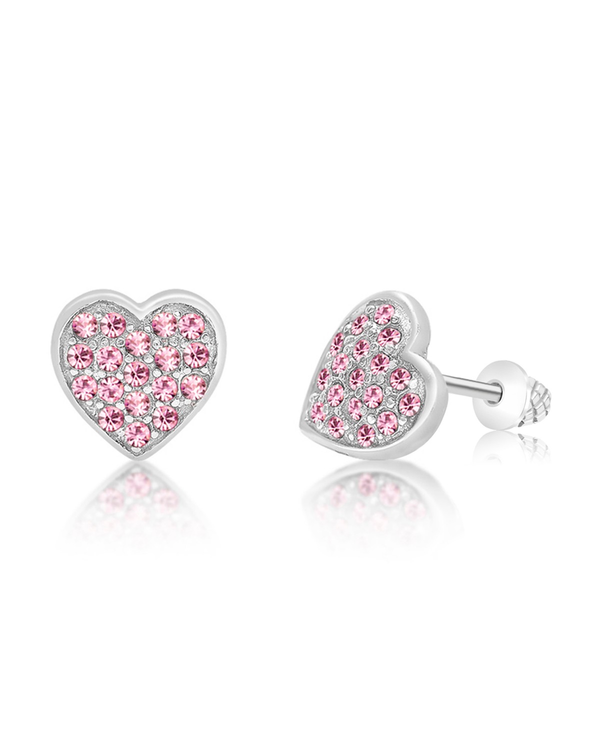 Детские Chanteur Girls /Girl/Heart Multi-color Crystal White Gold Palladium Plating Screwstud Earring — фото 1