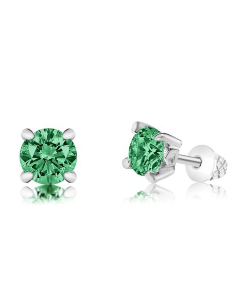Детские серьги Chanteur /Girl/May Crystal White Gold Palladium Plating Screwstud, цвет: Серебряный