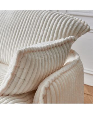 Convertible Corduroy Sofa Chair with Ottoman for Small Spaces