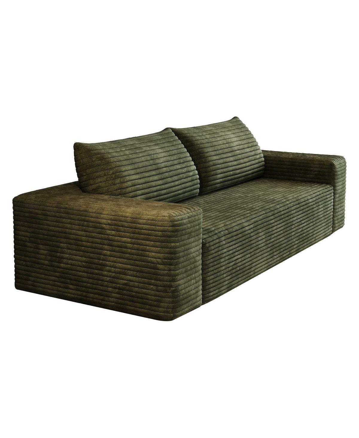 Streamdale Furniture 71" 3-Seater Corduroy Sofa, Deep Seat, Comfy Loveseat, No Assembly, Green