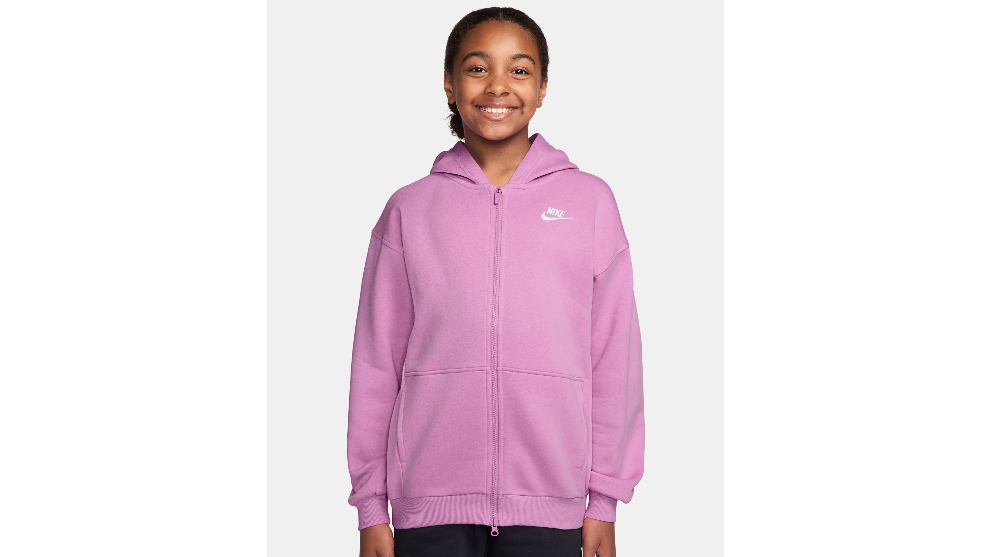 Nike Sportswear Girls' Club Fleece Oversized Full-Zip Hoodie