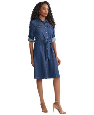 Petite Long-Sleeve Shirt Dress