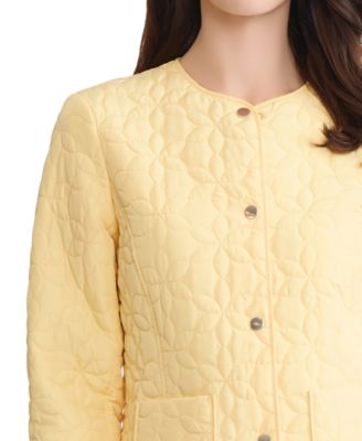 Petite Quilted Flower Crewneck Jacket