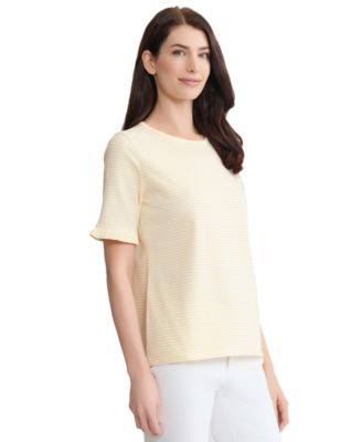 Petite Elbow Ruffle-Sleeve Crewneck T-Shirt