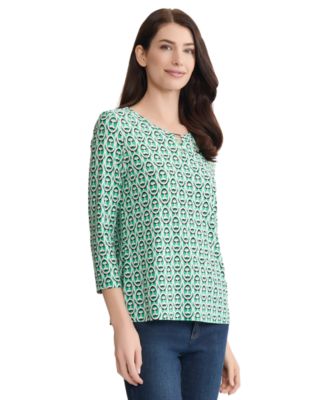 Petite Keyhole Printed Top