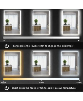Dimmable Bathroom Mirror with LED Lights, 3 Colors & Memory Function