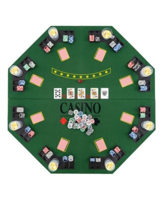 Folding Poker Table Top for 8 Players with Felt Surface Cup Holders and Chip Trays