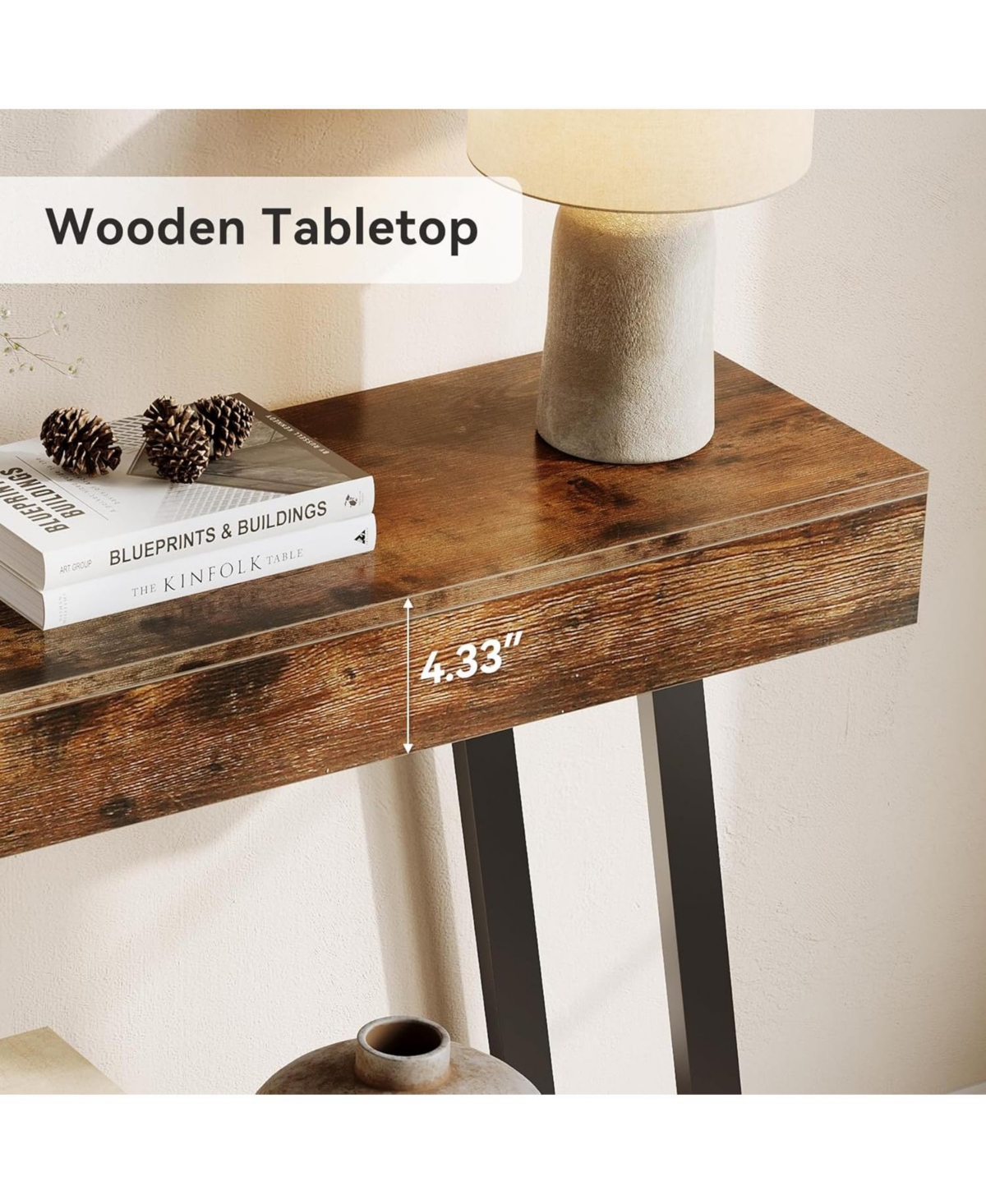 Tribesigns 41-Inch Console Table with Geometric Metal Frame, 2-Tier Entryway Tables with Storage Shelves, Industrial Hallway Sofa Table