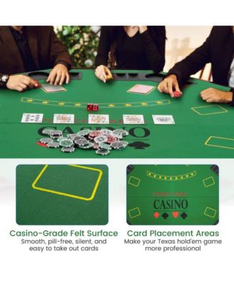 Folding Poker Table Top for 8 Players with Felt Surface Cup Holders and Chip Trays