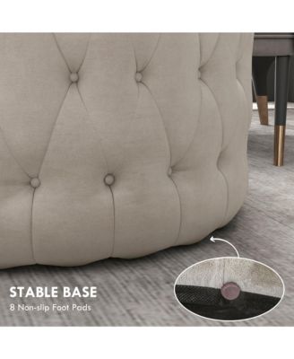 Tufted Ottoman Foot Stool with Velvet-feel Upholstery, Dark