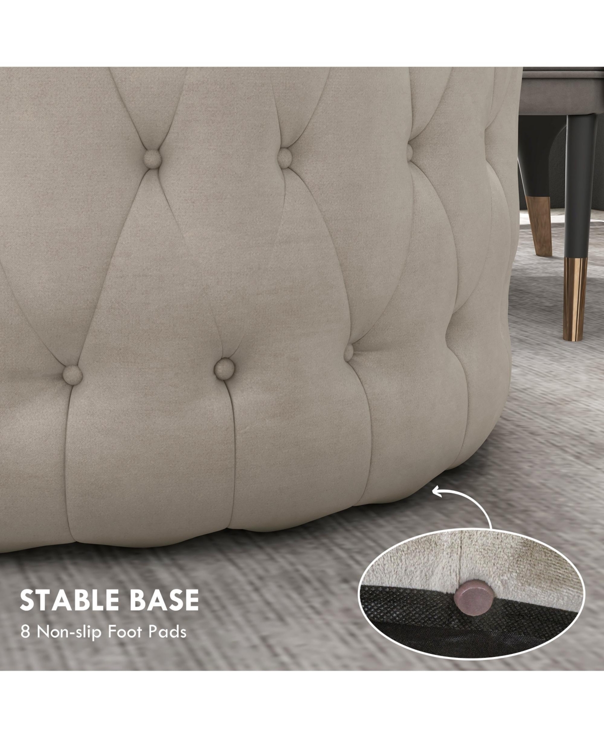 Homcom Button Tufted Ottoman Foot Stool with Velvet-feel Upholstery,