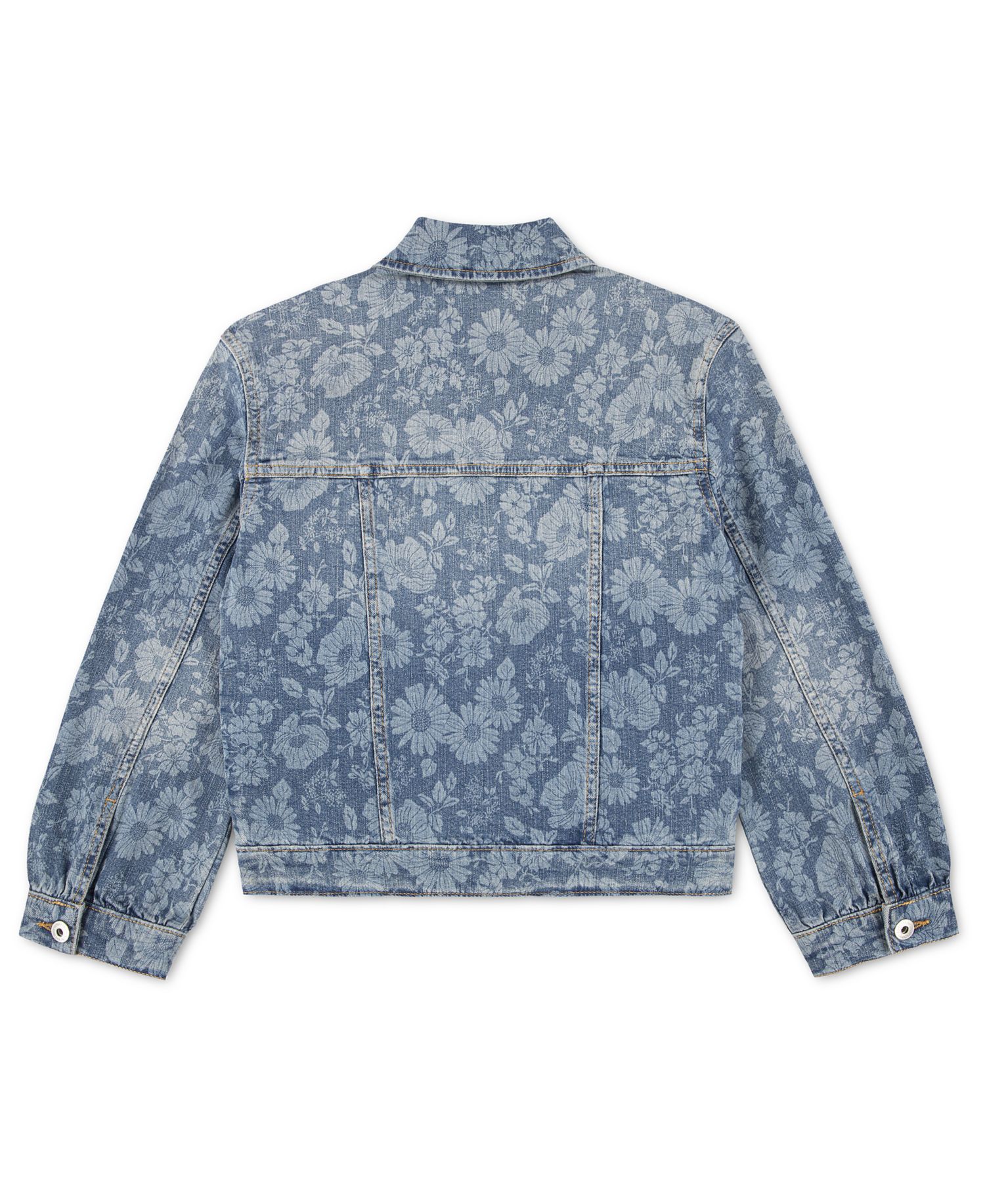 Girls' 5-18 Oversized Floral Denim Trucker Jacket