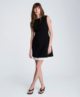 Women's Color Blocked Hem Boat Neck Dress