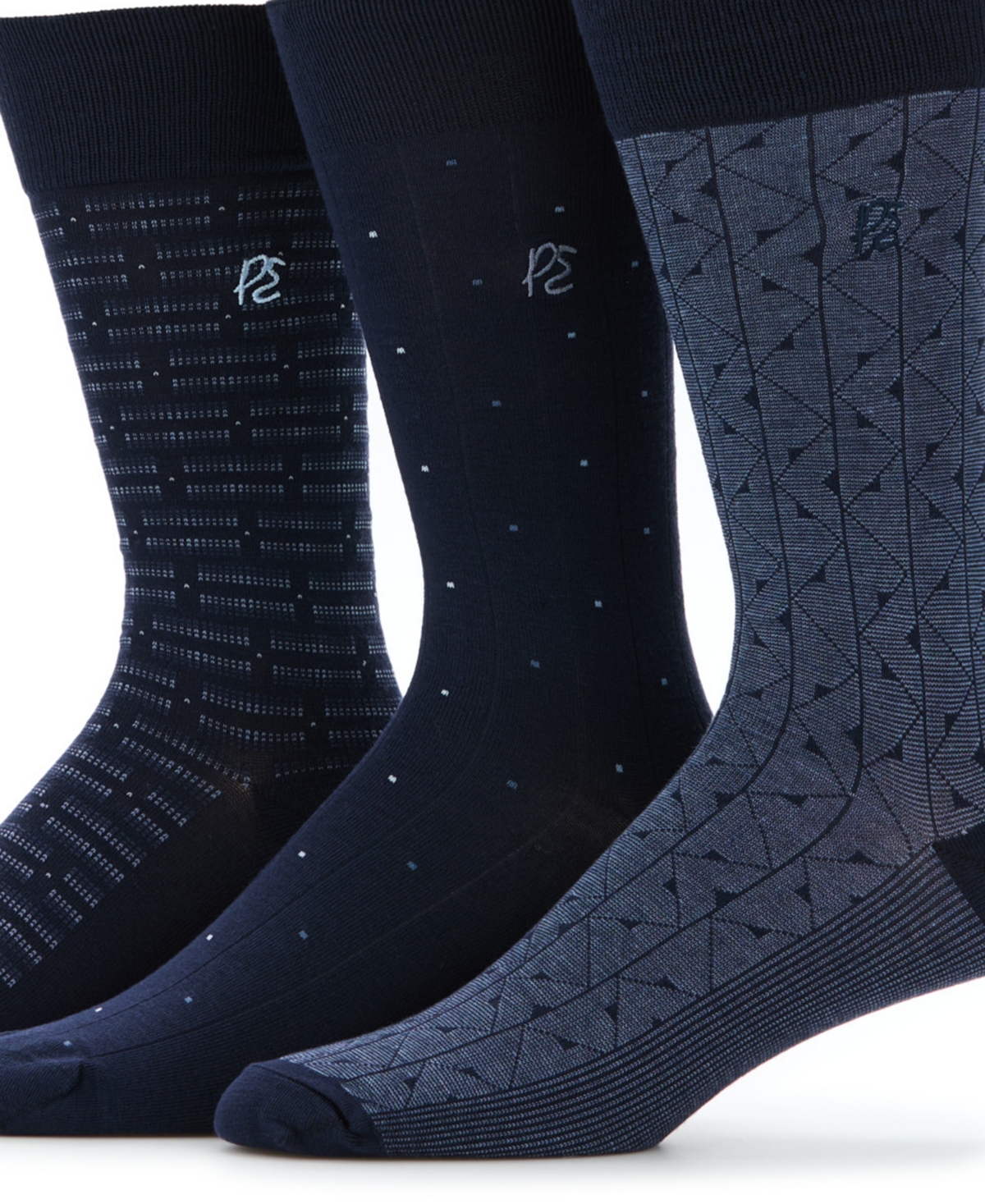 Perry Ellis Portfolio Men's Patterned Rib Mix Socks, 3-Pack
