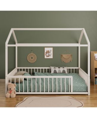 Montessori Metal House Bed Frame - Kids/Toddler, No Slats, Black