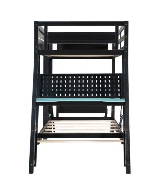 Twin Size Gaming Bunk Bed with Desks & USB Ports