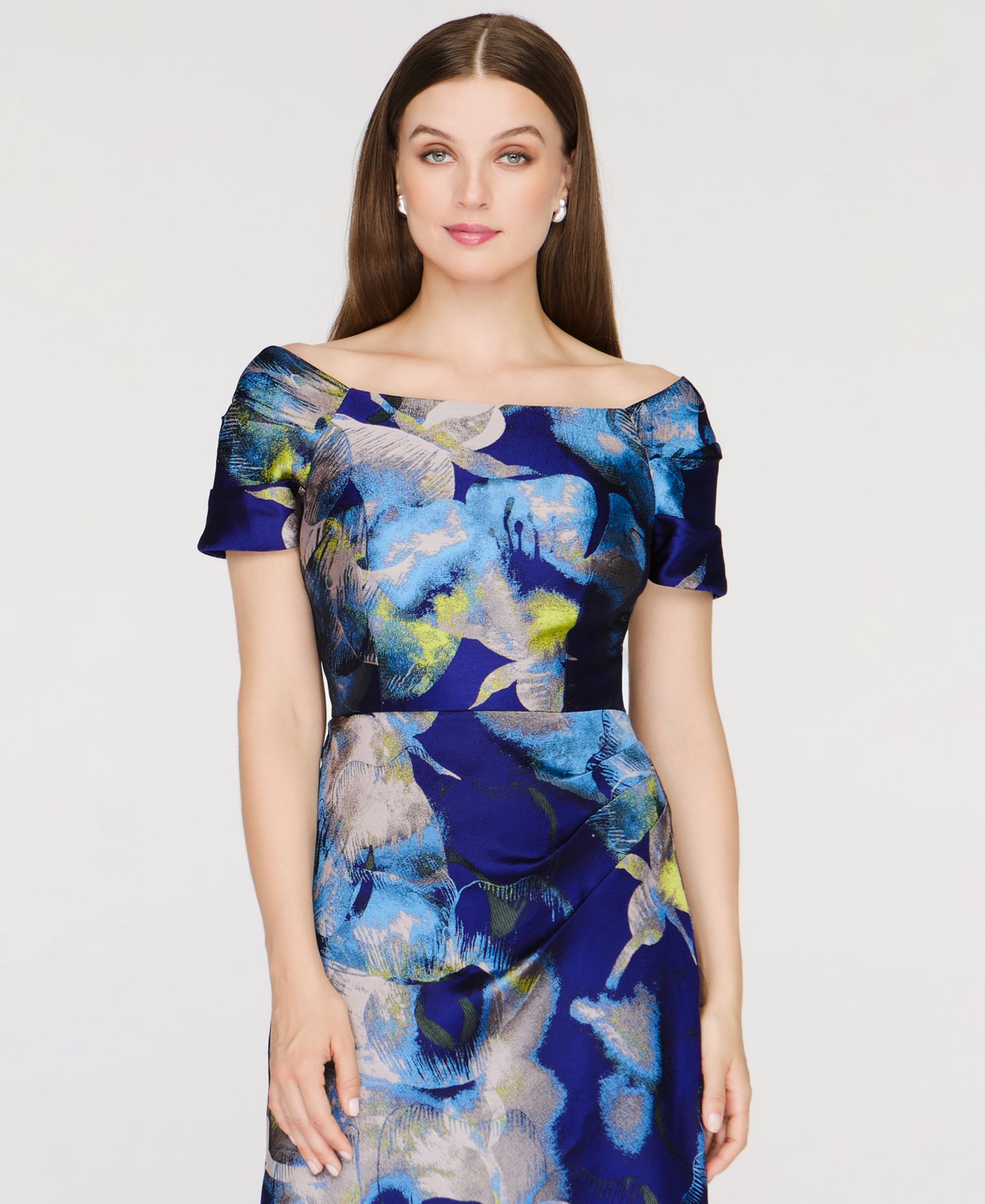 Женское платье JS Collections Eliora Mermaid Ball Gown, цвет: Синий разноцветный — фото 4