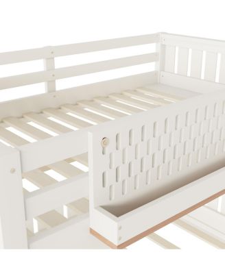 Full XL over Queen Bunk Bed with Ladder, Pegboard, Bookshelf