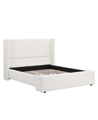 Elegant Fabric Upholstered Bed with Tall Headboard