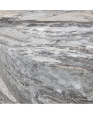 Simple Gray Marble Round MDF Coffee Table (23.6" x 11.8") - Modern Minimalist Style