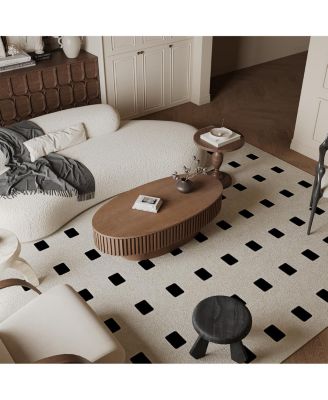 47" Oval Storage Coffee Table, Solid Wood Veneer, Walnut