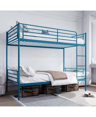  Metal Twin Over Twin Bunk Bed with Ladder