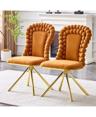 Set of 2 Puffy Bubble Chairs with Gold Legs