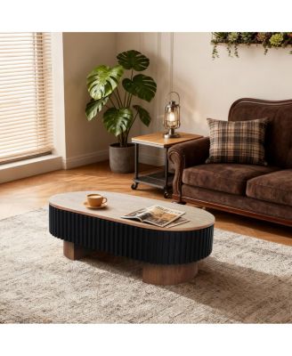 Elliptical coffee table with storage