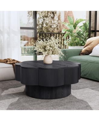 Streamdale Modern Plum Blossom Coffee Table with Storage - Black