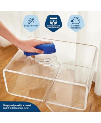 Acrylic Nightstand,17.7" L x 11.8" W x 15.4" H Acrylic Desk, Acrylic Side Table, Modern Design Clear Table