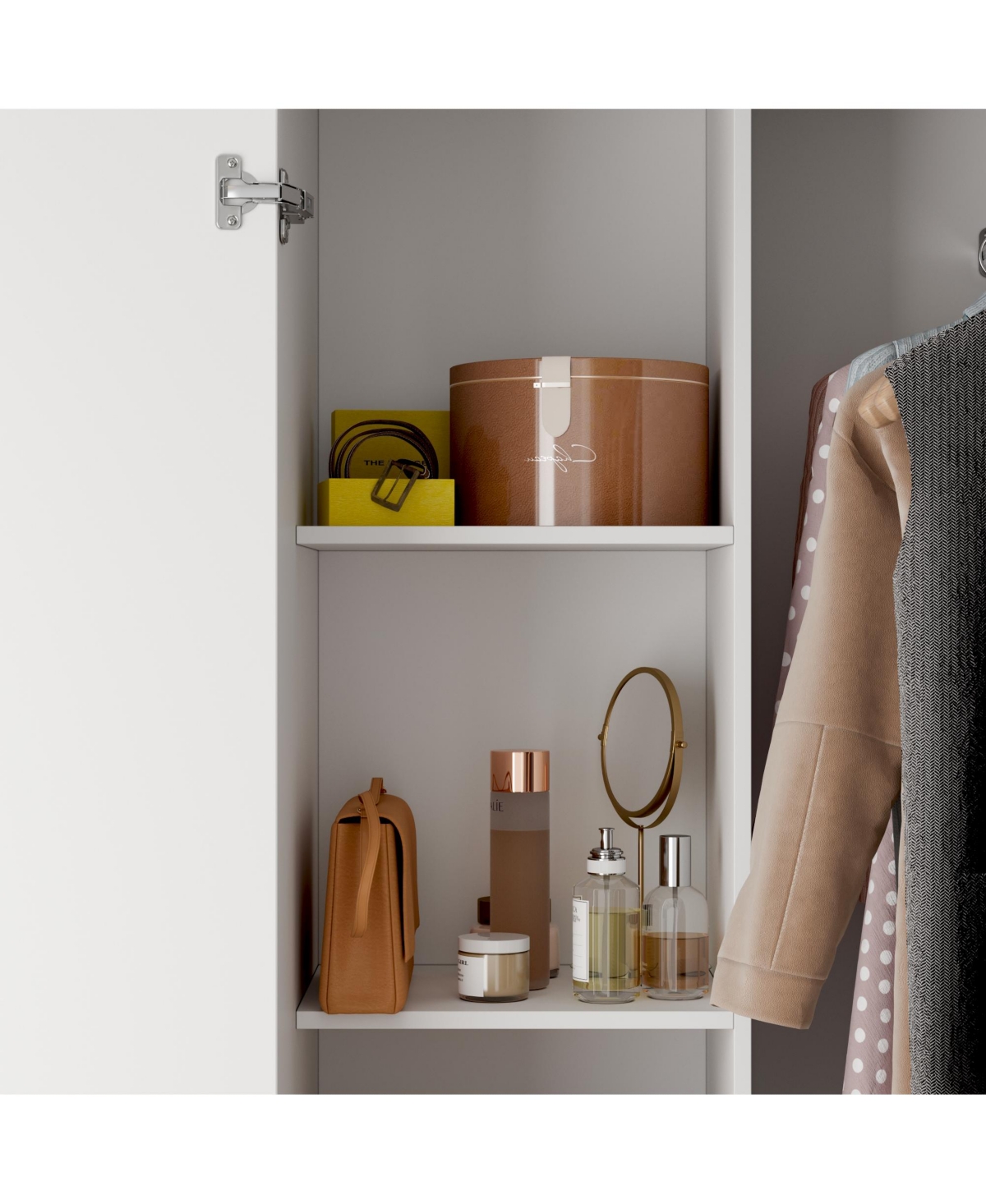 Famapy White Wood -Door Corner Wardrobe Armoires with Storage Shelves