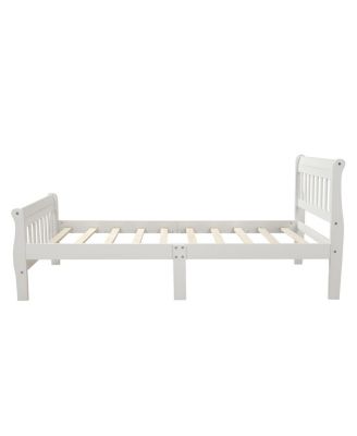 Wood Platform Bed Twin Sleigh Bed Frame with Headboard/Footboard