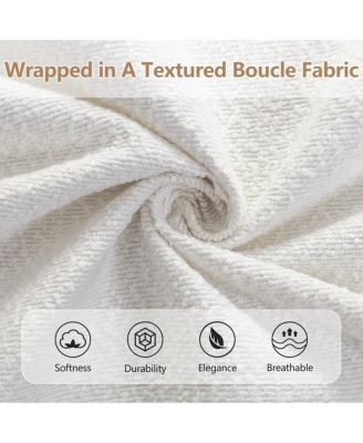 Queen Size Boucle Upholstered Bed, Curved Design