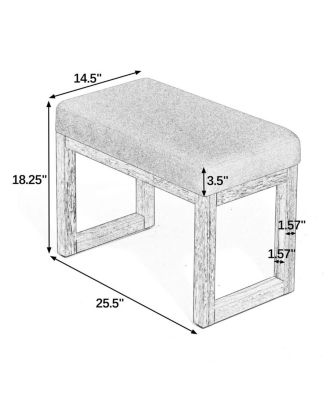 Shoe-changing bench with wooden frame and cushioned seat - Brown