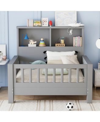 Twin Storage Platform Bed with Headboard & Pull-Out