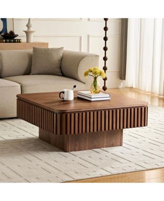 Modern Handcraft Drum Coffee Table with Hidden Storage