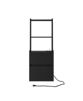 Nightstands Set of 2, Charging, Night Light, Bookshelf, Storage