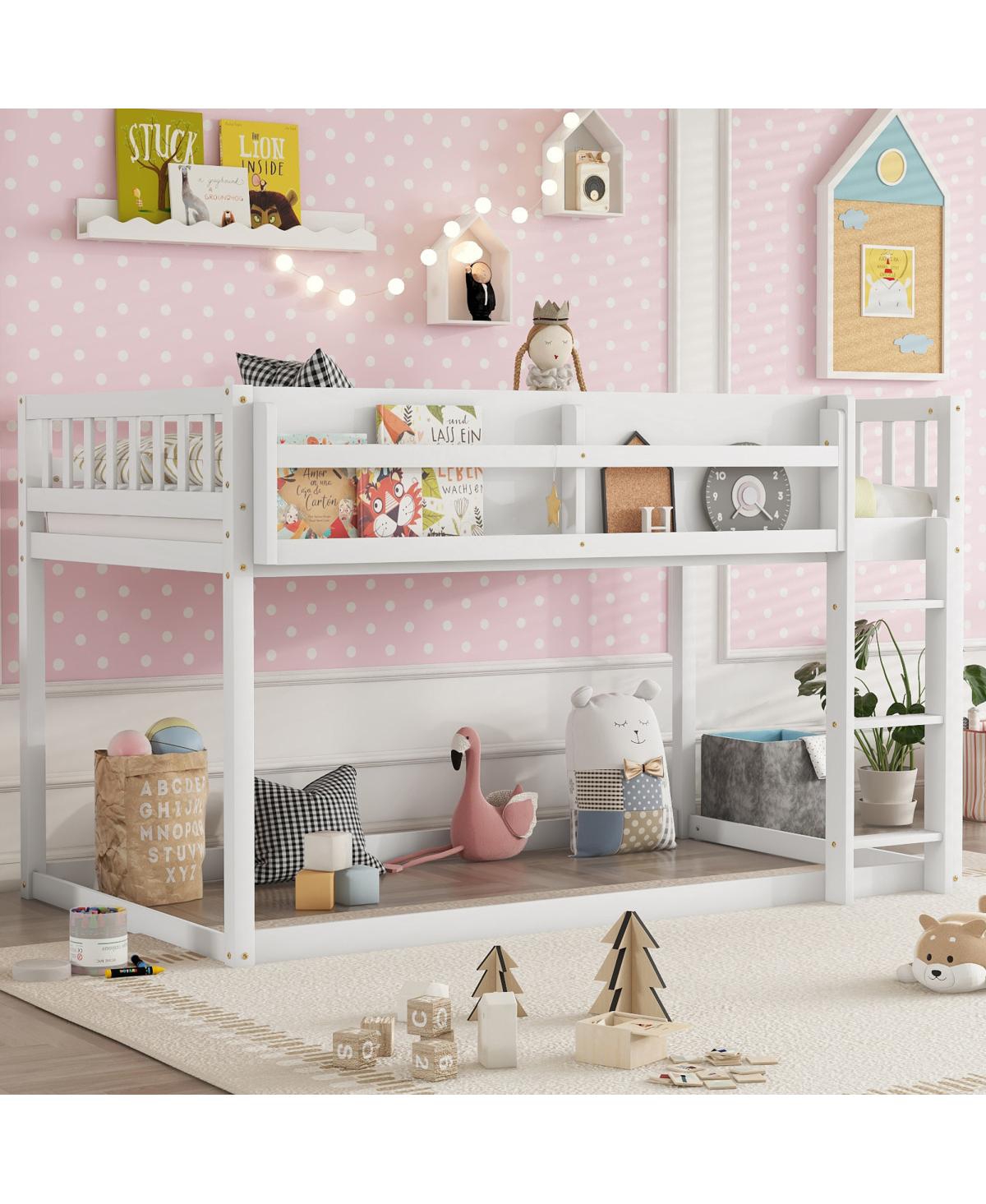 Streamdale Furniture Low Twin Over Twin Bunk Bed with Ladder