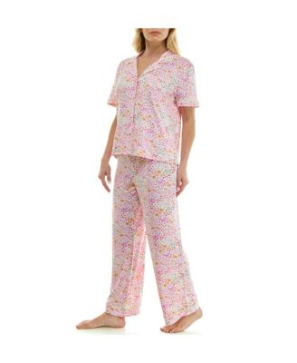 Women's Short-Sleeve Shirt and Pants, 2-Piece Pajama Set