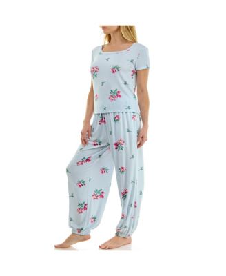 Women's Short-Sleeve T-Shirt & Balloon Pants, 2-Piece Pajama Set