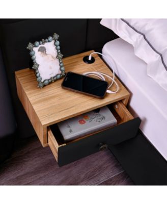 King Velvet Storage Bed with Shelves, Lamps & USB