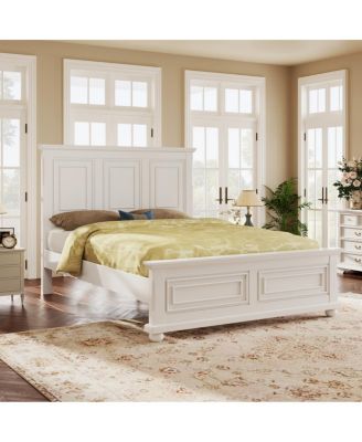 Vintage Pinewood Queen Bed Frame, White