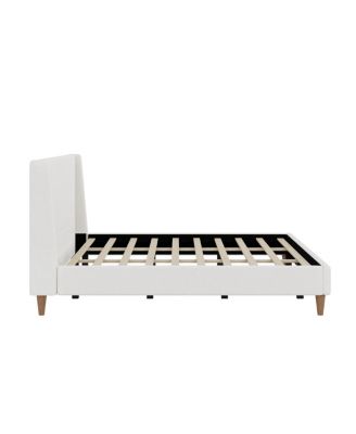 Modern Ivory Boucle Upholstered Platform Bed