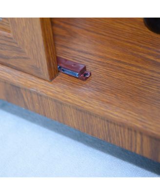 Sideboard with 3 Glass Doors, Adjustable Shelf, Dark Oak Laminate