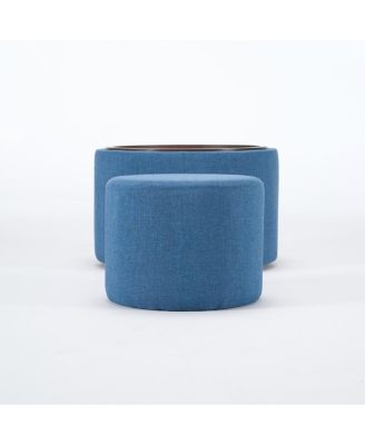 Ball & Cast Nesting Storage Ottomans (2), Linen Upholstered