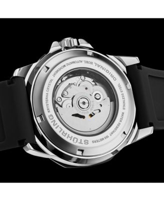 4056 Men s Automatic Open-Heart Watch with NH38A Movement, Screw-Accented Bezel & Rubber Strap