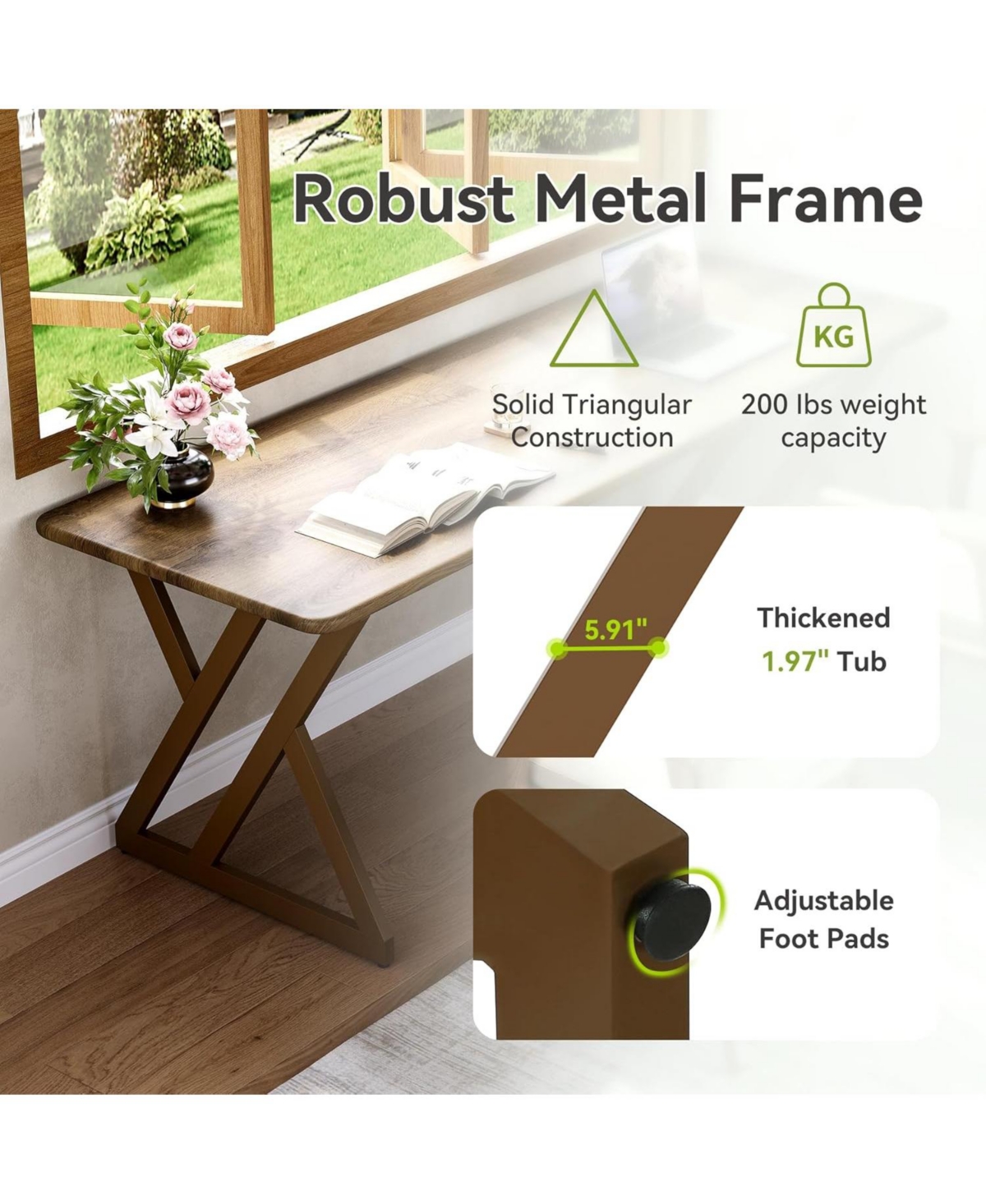 Tribesigns 78.7" Long 2 Person Desk, Double Office Desk with Metal Frame, Large Work Table for Home Office, Writing & Gaming