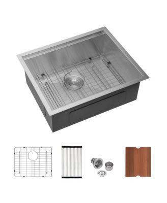 23inch Undermount Laundry Workstation Sink 16G T304 Stainless Steel Deep Single Bowl 23x19x13inch Utility Tub Sink with Full Accessories