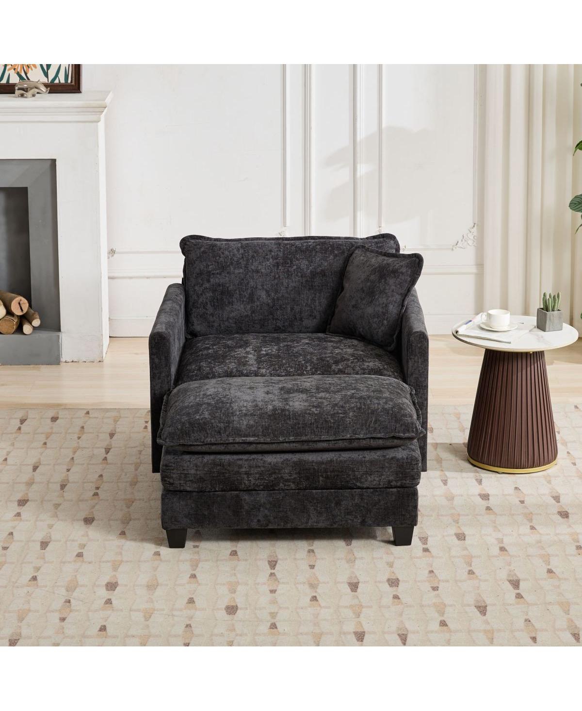 Streamdale Furniture Cloud Ottoman, Modern Sectional Couch, Living Room, Comfy Upholstered Seat, Chenille Fabric